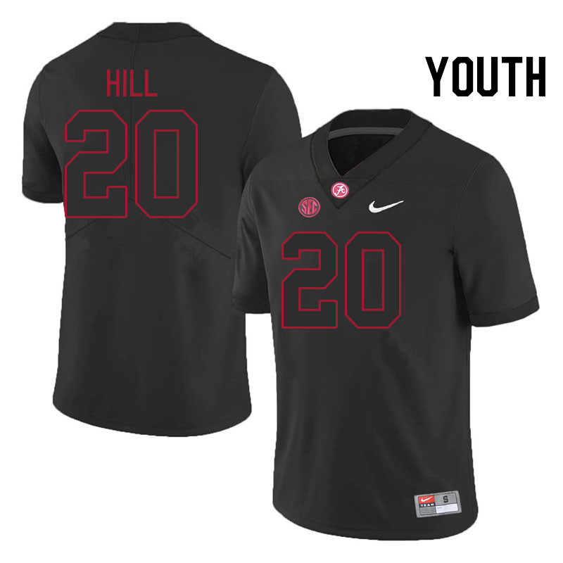 Youth #20 Daniel Hill Alabama Crimson Tide College Football Jerseys Stitched-Blackout